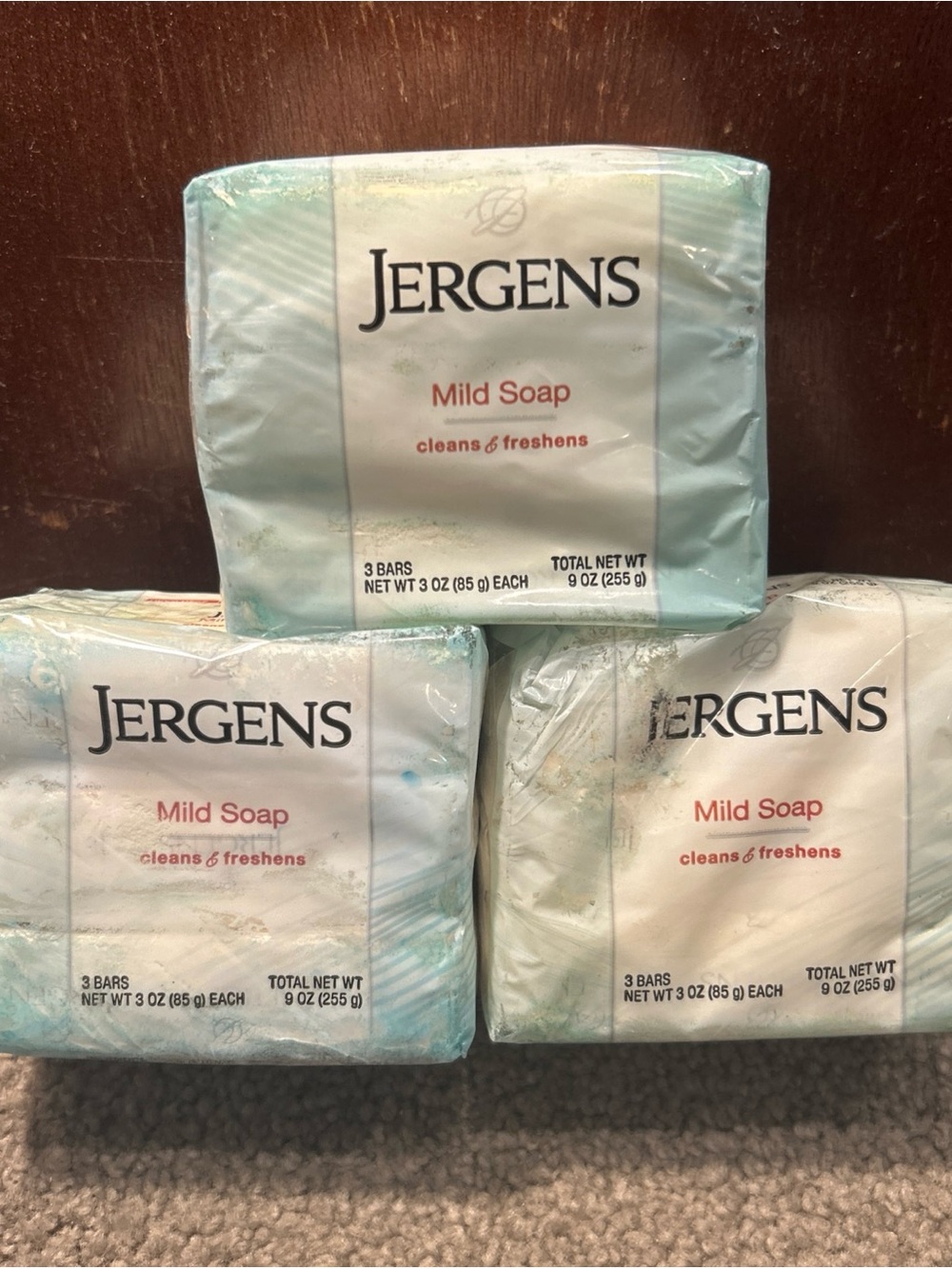 X3 Jergens Mild Soap, Cleans & Freshens, 3 Bars- 3oz Each (9oz Total)